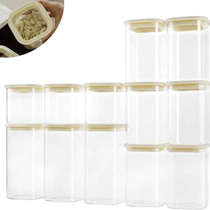 CozNido 12pcs Square Pantry Glass Jars with Clear Airtight Lids Kitchen Canister