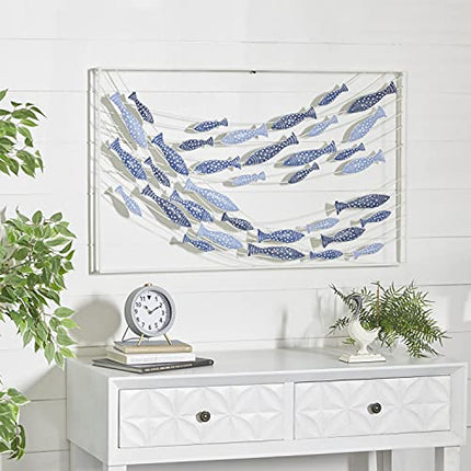 Deco 79 Metal Fish Wall Decor, 40" x 2" x 24", Blue