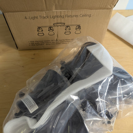 KEESFU 4-Light Track Lighting Kit,Black Semi Flush Mount Ceiling Light with 4 Ro