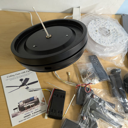 52 Inch Ceiling Fans with Lights and Remote,Black Outdoor Ceiling Fans with Dimm