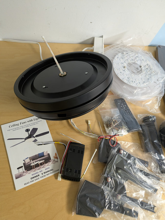 52 Inch Ceiling Fans with Lights and Remote,Black Outdoor Ceiling Fans with Dimm