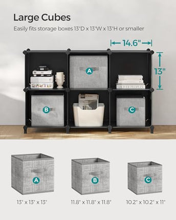 SONGMICS 6 Cube Storage Organizer, DIY Closet Shelf, Plastic Clothes Organizer,