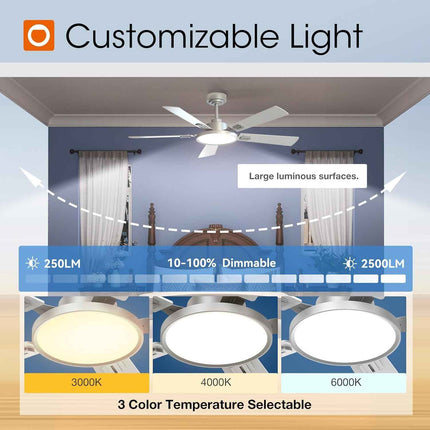 (Color - black/brown) addlon Ceiling Fans with Lights, 52 inch Silver Ceiling fa