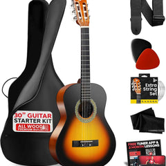 PYLE 30" Classical Acoustic Guitar Kit- 1/4 Junior Size, for Students Youth Girl