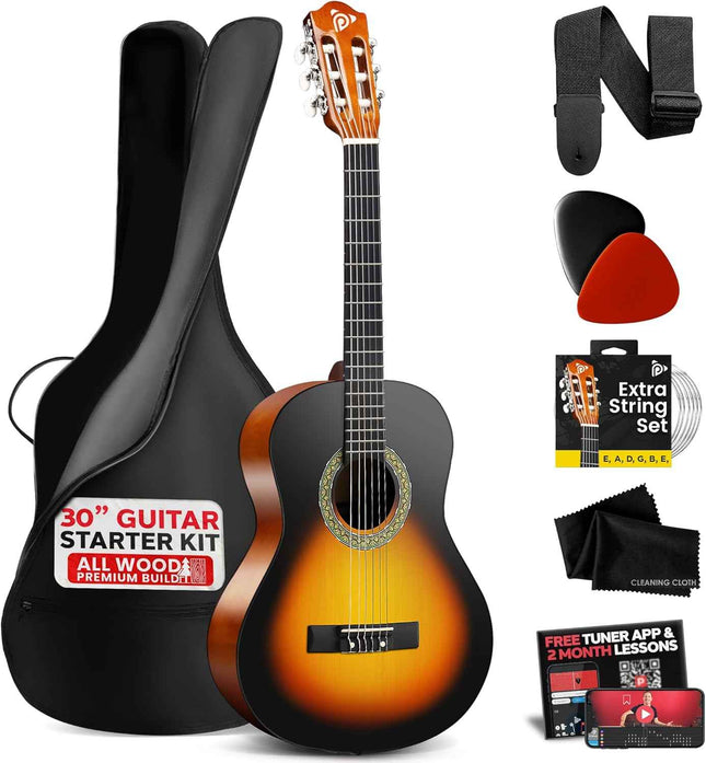 PYLE 30" Classical Acoustic Guitar Kit- 1/4 Junior Size, for Students Youth Girl
