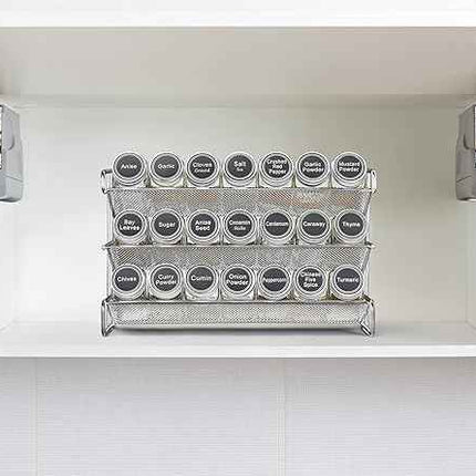 GONGSHI 3 Tier Spice Rack Organizer with 21 Empty Spice Jars, 386 Spice Labels,