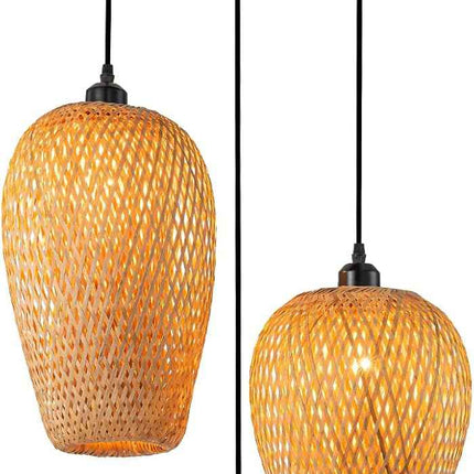 AOODU Rustic Rattan Pendant Light Fixture Farmhouse Bamboo Lighting fixtures 3-L