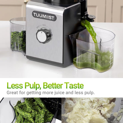 TUUMIIST Cold Press Juicer Machine, 350W Slow Masticating Juicer with 6.5 in Wide Feed Chute & 100 oz Hopper