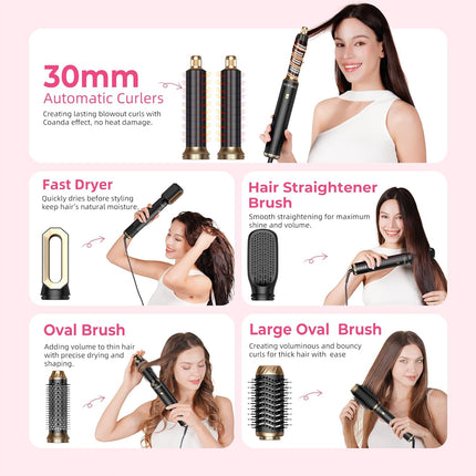 Atopskins 6 in 1 Hair Dryer Brush, Detachable Air Styler, 3 Heat Settings Blow D