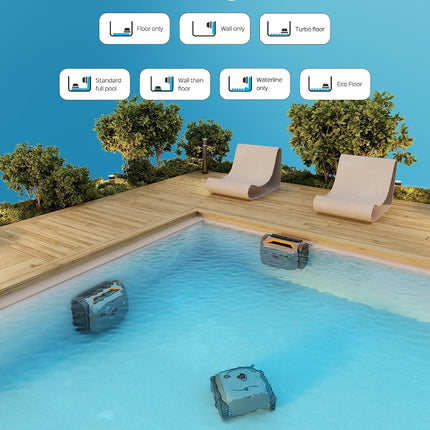 WYBOT C2 Cordless Robotic Pool Cleaner, App Control, 180 Min Runtime, Wall & Waterline Cleaning for Inground Pools