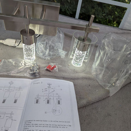 Eatich 3-Light Brushed Nickel Vanity Light, 3000K/4000K/6000K Crystal Bathroom L