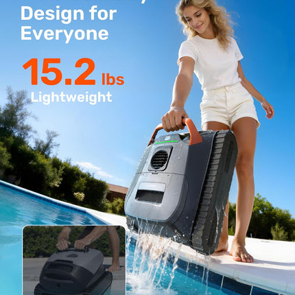 Gosvor LiteVac G1 Pool Vacuum Robot (2026), Wall, Waterline & Platform Cleaning, 200 Min Runtime, App Control, 15.2 lb