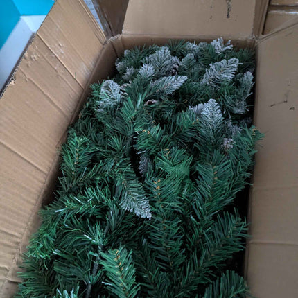 Senjie Artificial Christmas Tree 7 Foot Flocked Snow Trees Pine Cone Decoration Unlit 7FT