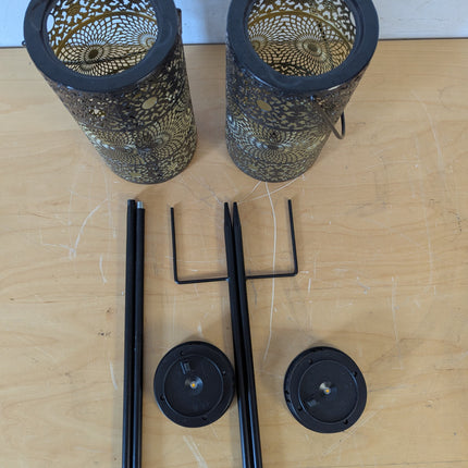 Freekite 2 Pack Solar Lanterns for Outdoor, Hanging Moroccan-Style Garden Lights with Ground Stakes, Auto Dusk-to-Dawn