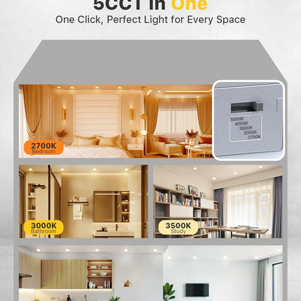 Ensenior 6Inch LED Recessed Slim Pot Light with Junction Box, 2700K/3000K/3500K/