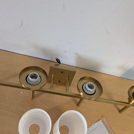 AONEON Wall Light Fixtures 4-Light Over Mirror, Gold Vanity Lights with White Fr