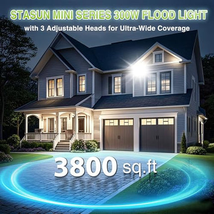 STASUN 300W LED Flood Light, Mini Series Outdoor Floodlight, 30000LM 6000K Dayli
