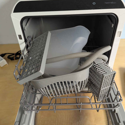 Hermitlux Countertop Dishwasher, 5 Washing Programs Portable Dishwasher With 5-Liter Built-in Water Tank For Glass Door