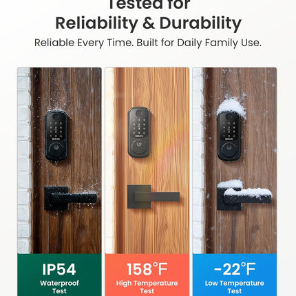 DESLOC B200 Fingerprint Smart Lock with 2 Lever Handles, Keyless Entry Deadbolt with App, Code & Key, IP54
