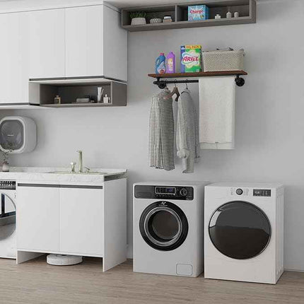 TEDIDUWA Clothes Rack 36in, Wall Mounted Garment Rack with Real Wood Shelf, Heav