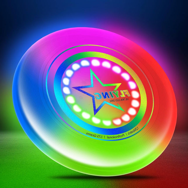 LED Light Up Flying Disc Toys for Kids Adults, Rechargeable, 175g 4 Brightness,