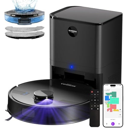MONSGA Robot Vacuums and Mop 5000Pa, Self-Emptying, 3.5L 60-Day Capacity, Lidar