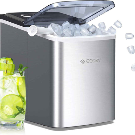 ecozy Portable Ice Maker Countertop, 9 Cubes Ready in 6 Mins, 26.5 lbs in 24 Hou