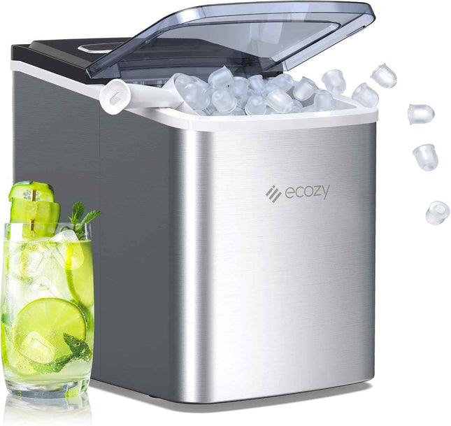 ecozy Portable Ice Maker Countertop, 9 Cubes Ready in 6 Mins, 26.5 lbs in 24 Hou