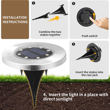 SOLPEX Solar Lights Outdoor Waterproof, 8 Pack Solar Ground Lights, Solar Garden