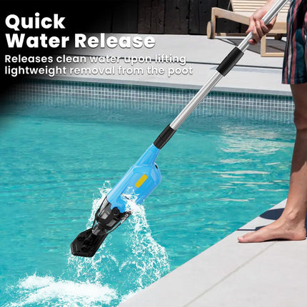 Ezasin Cordless Pool Vacuum for Above Ground & Inground Pools, Rechargeable Handheld with Telescopic Pole & Brush