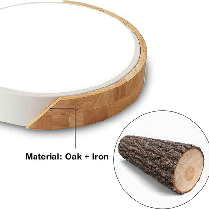 DODOPEN Flush Mount Ceiling Light, 24W Minimalist Wood Ceiling Light, 3000K/4500