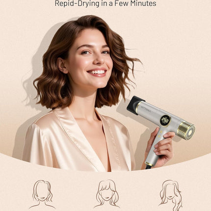 HITTIONA Dual Voltage Ionic Hair Dryer with Diffuser - 2000W Travel Blow Dryer f