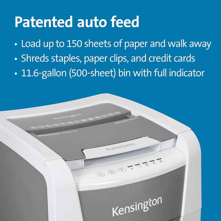 Kensington Shredder - New OfficeAssist 150-Sheet Auto-Feed Micro Cut Anti-Jam Pa