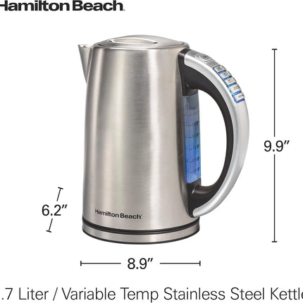 Hamilton Beach Variable Temperature Electric Kettle, 1.7 L, 1500W, 6 Presets, Ke