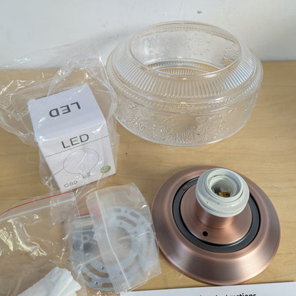 KnLnny Ware Bronze Flush Mount Ceiling Light with Classical Glass Shade, Ceiling