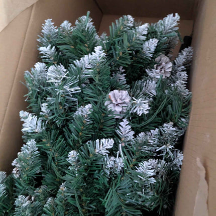 Prelit Artificial Christmas Tree Flocked Snow Trees with Pine Cone Decoration 6FT https://a.co/d/0g7kI8mh
