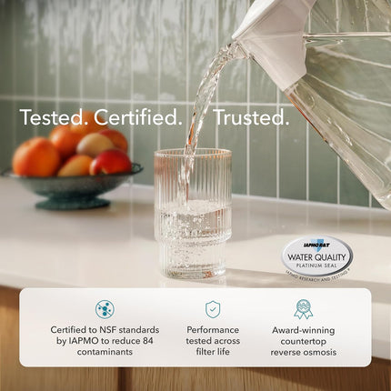 AquaTru Carafe Smart Alkaline Countertop Water Purifier, 4-Stage Reverse Osmosis Filter for PFAS & 80+ Contaminants