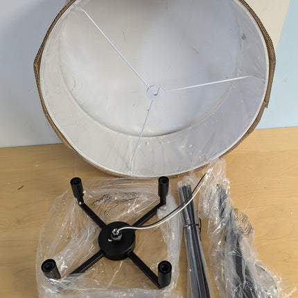 XiNBEi Lighting Drum Chandelier, Farmhouse 4 Light Pendant Light with White Fabr