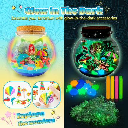 Glow in The Dark Terrarium Crafts Kit for Kids… (Mermaid Terrarium)
