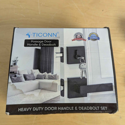 TICONN Matte Black Door Handle Heavy Duty, Reversible Square Door Lever for Bedr