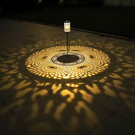 Freekite 2 Pack Solar Lanterns for Outdoor, Hanging Moroccan-Style Garden Lights with Ground Stakes, Auto Dusk-to-Dawn
