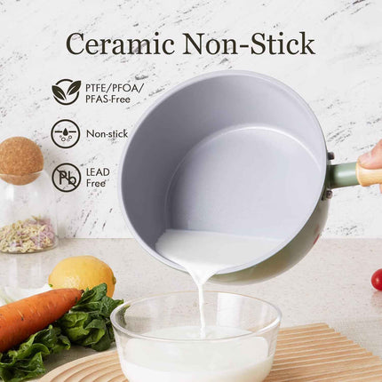 NO STEAMER ROCKURWOK Ceramic Nonstick Sauce Pan, 3 QT Pot with Steamer, Non Toxi
