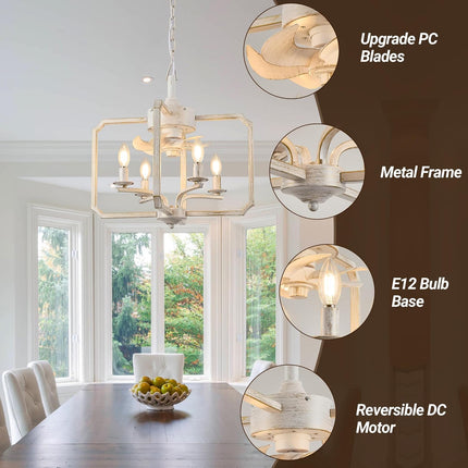 LVYEAYOU Chandelier Ceiling Fan, 20" Farmhouse Fandelier Ceiling Fans with Light