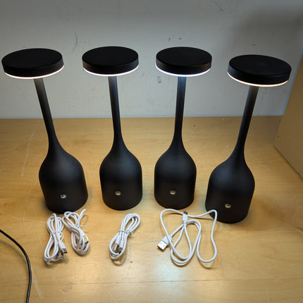 YINDUZ Cordless Table Lamps Set of 4 Black - 3CCT Stepless Dimming, Portable & W