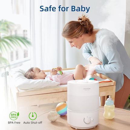ASAKUKI Humidifiers for Bedroom, 3L Top Fill Cool Mist Air Humidifier & Aroma Di
