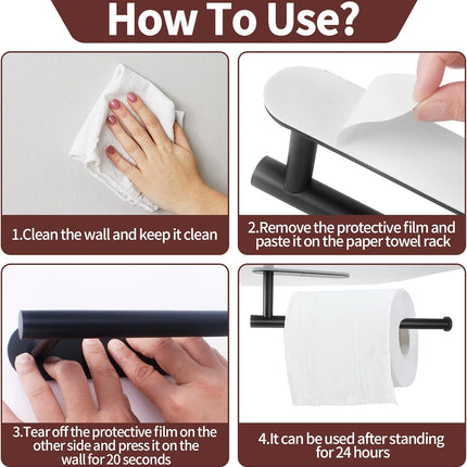 UXIETIN Paper Towel Holder Adhesive,Strong Viscous Wall Mout Paper Towel Holder