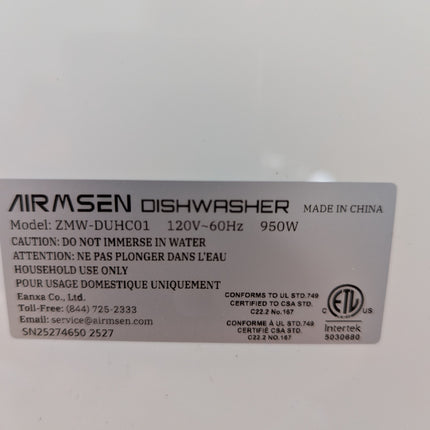 AIRMSEN Narrow Countertop Dishwasher with 5L Water Tank, Portable Dishwasher wit
