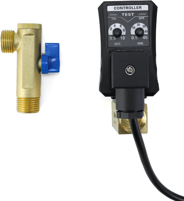 QWORK Automatic Timed Condensate Drain Valve, 4 Pack 1/2" Ac110v 2-Way Direct-Ac