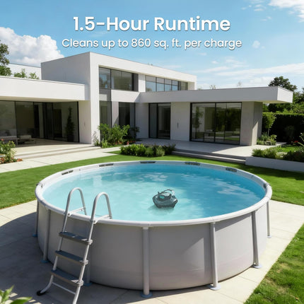 AIPER Seagull SE Cordless Robotic Pool Cleaner, 90 Minute Runtime with Dual Drive Motors, LED Indicators and Self-Parking, Grey
