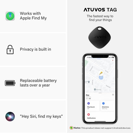 ATUVOS Air Tracker Tag 2 Pack, Luggage Tracker Key Finder Work with Apple Find M